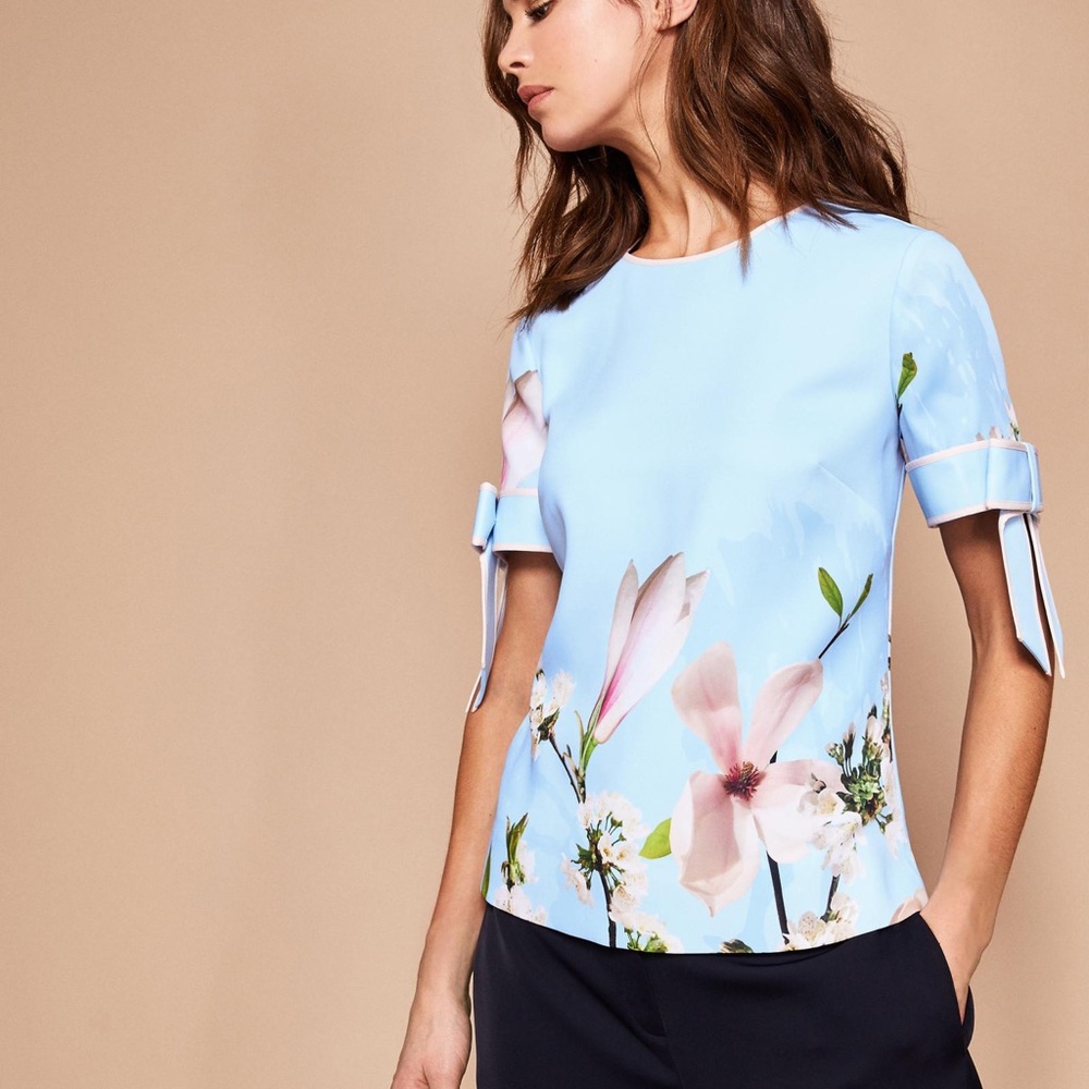 Ted Baker Blue Sainta Harmony Bow Detail Top